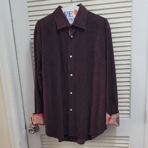 Robert Graham Men's Brown Corduroy Button-Up Shirt